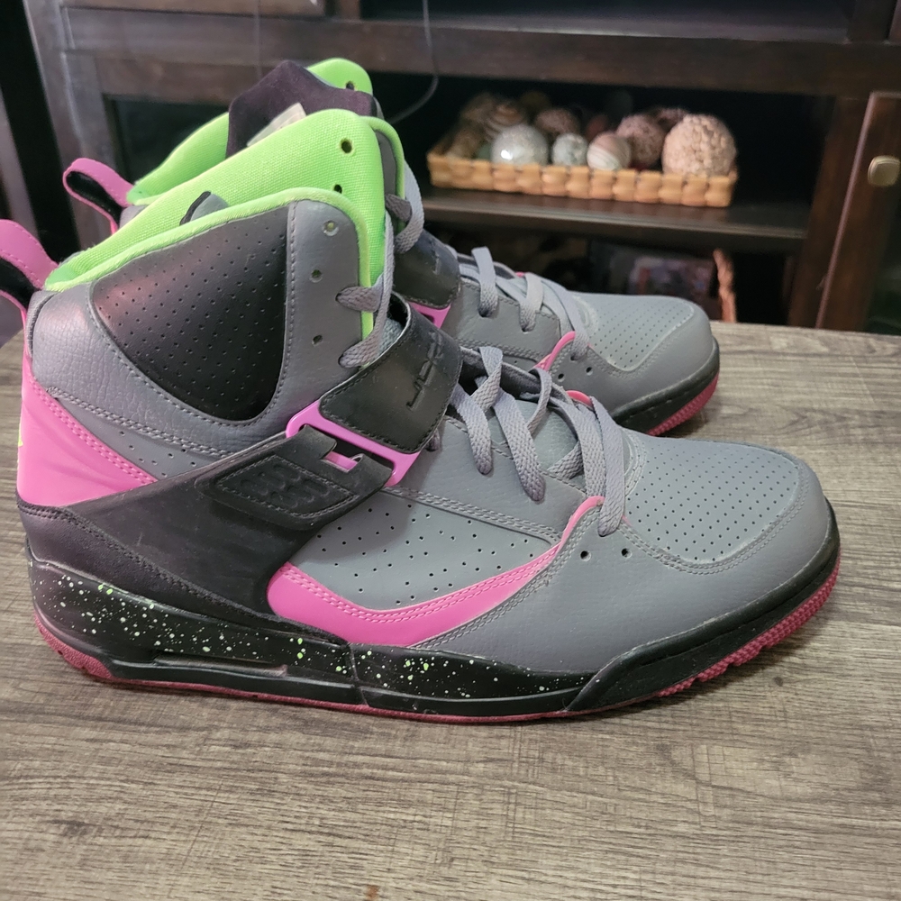 Gray and Pink High-Top Sneakers